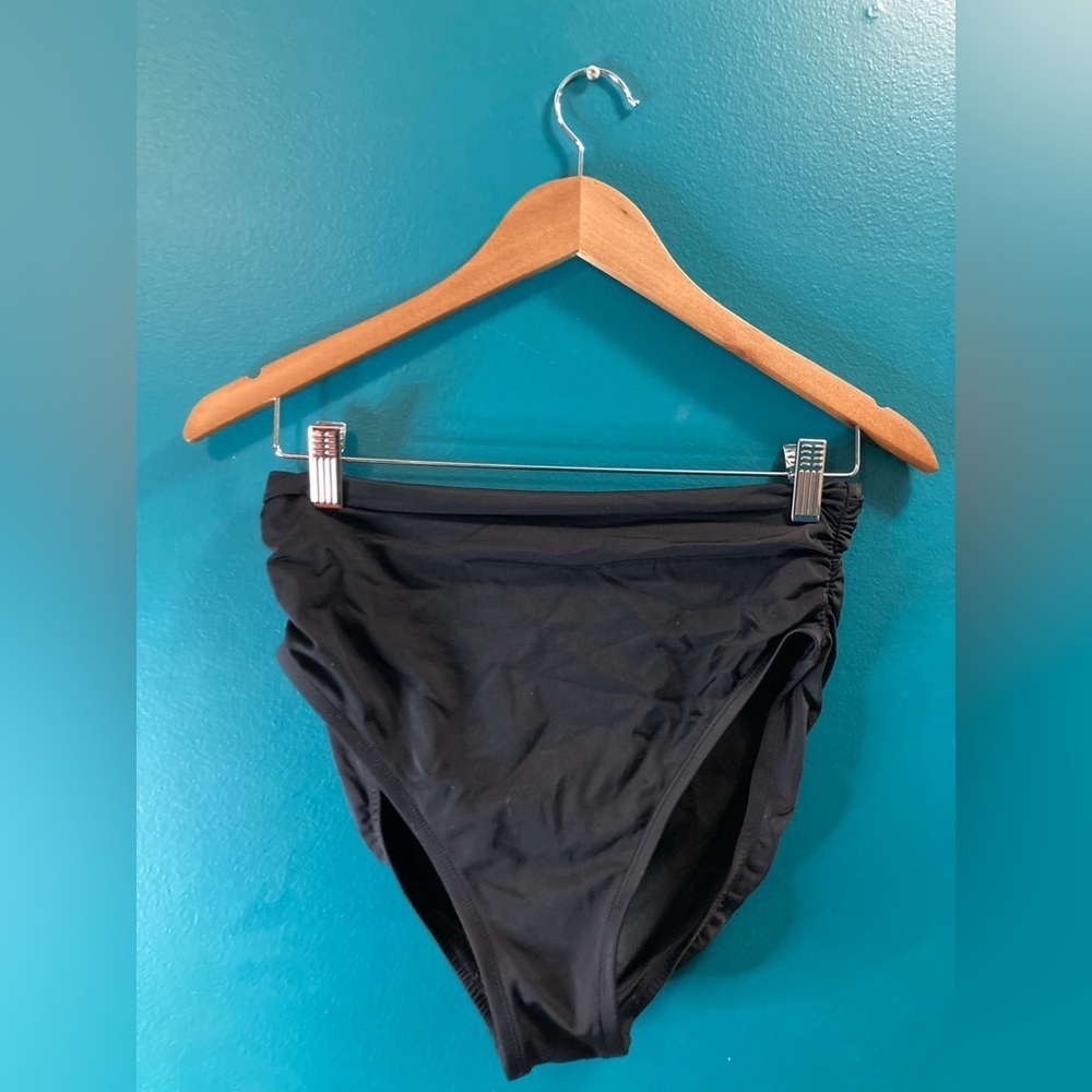 Black High-Waisted Swim Bottoms large